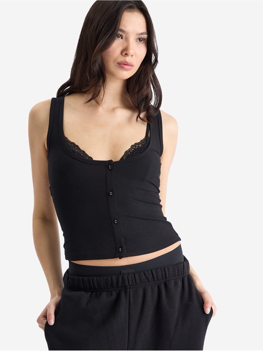 SKIMS Soft Lounge Bralette Tank Top in Onyx